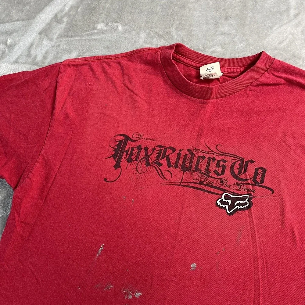Fox Racing Shirt Mens L Red Graphic Motocross‎ Tee Biker Thrash Painter Fox Head